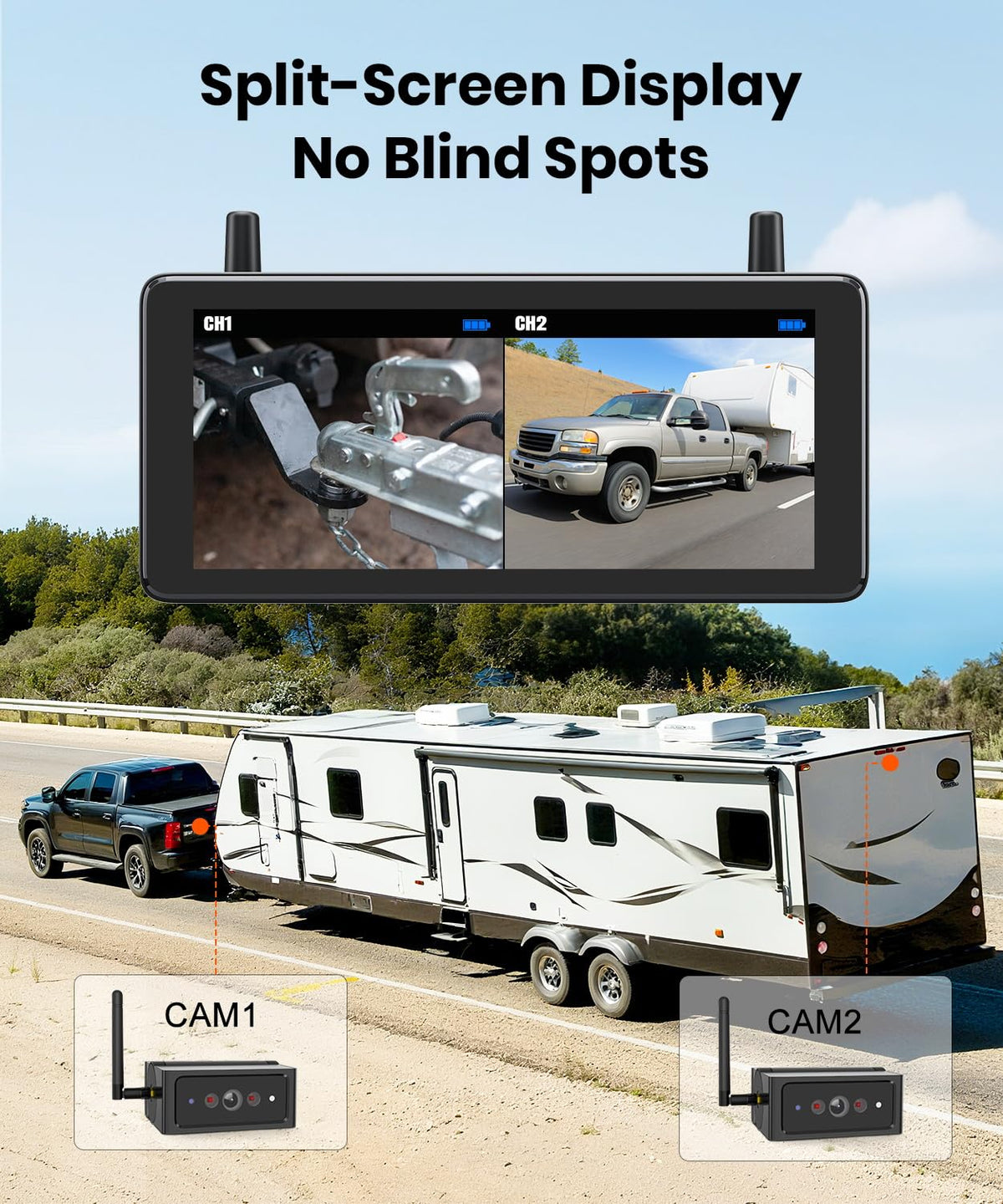 Auto-Vox wireless system for trailers and trucks with easy, tool-free setup.