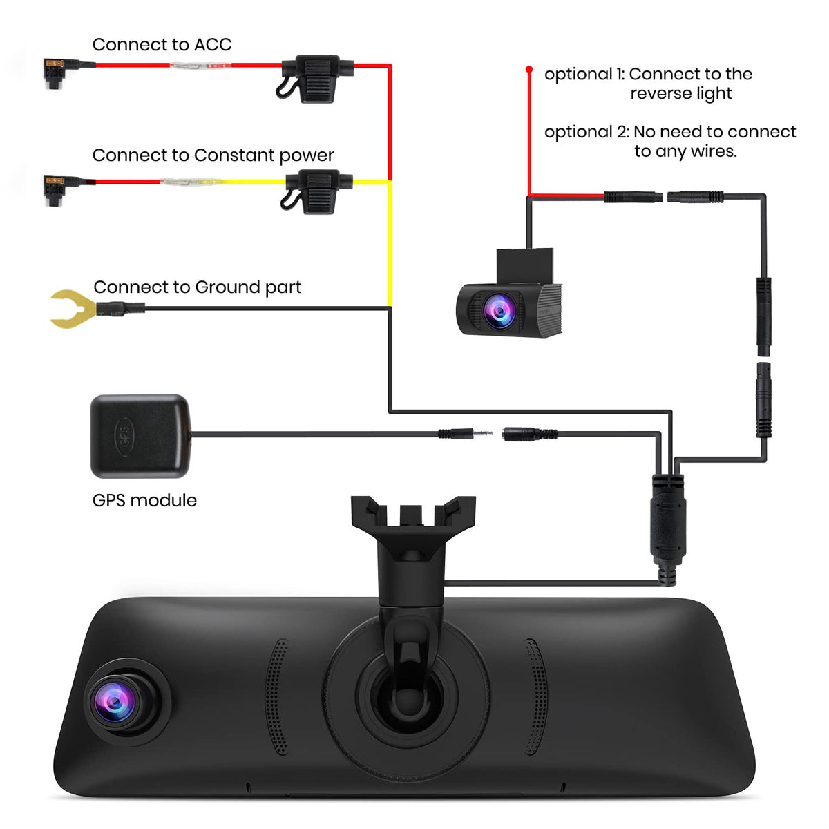 AUTO-VOX V5PRO dual 1080P cameras capture front and rear traffic clearly.