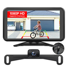 AUTO-VOX W12 monitor and rear camera shown mounted, clearer reversing