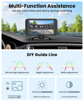 Auto-VOX W5 adjustable brightness and guide lines for parking.