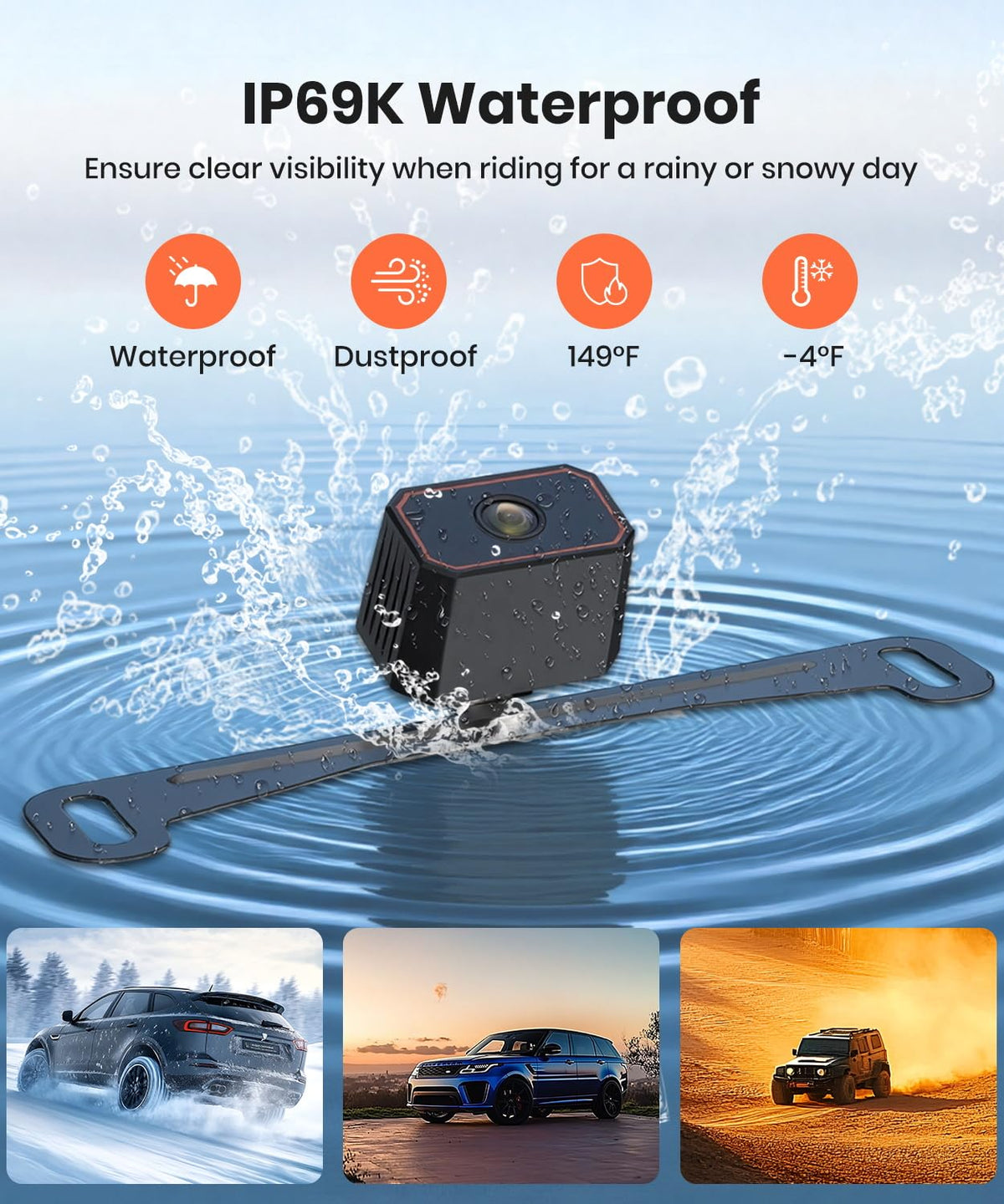 Auto-VOX W5 30-degree tilt improves license plate visibility.