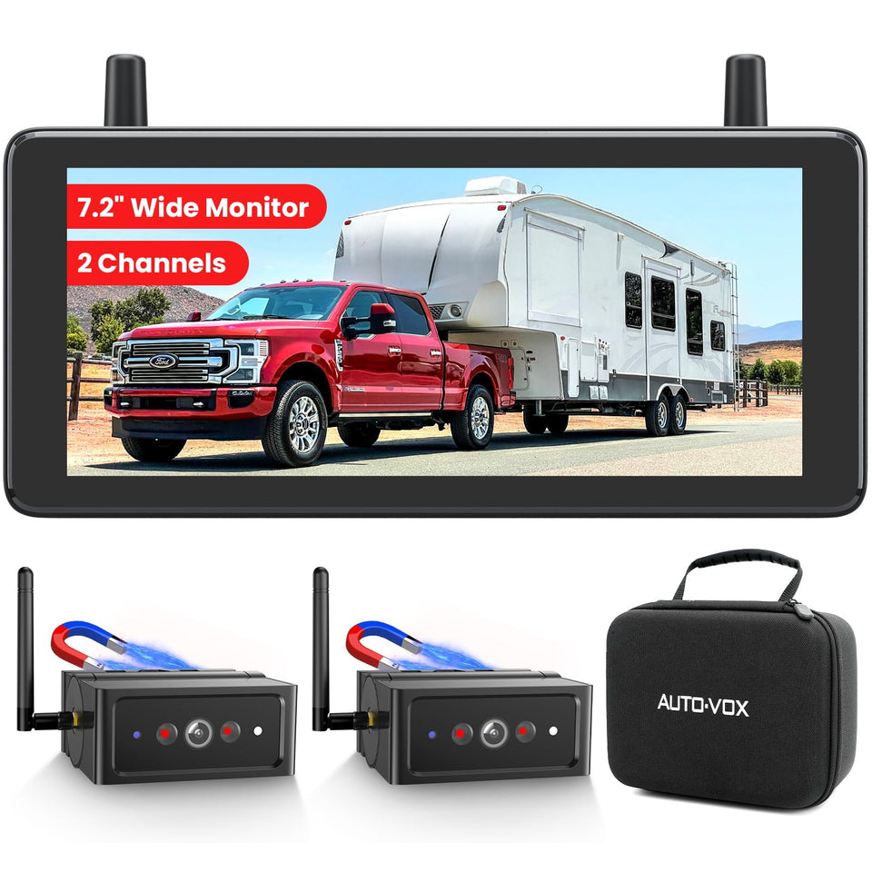 Auto-Vox wireless backup camera with dual-antenna for long-range clear rear view.