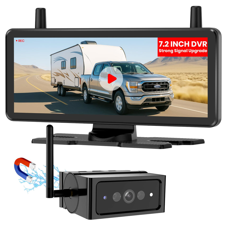 AUTO-VOX wireless backup camera with magnetic base for secure metal-surface mounting.