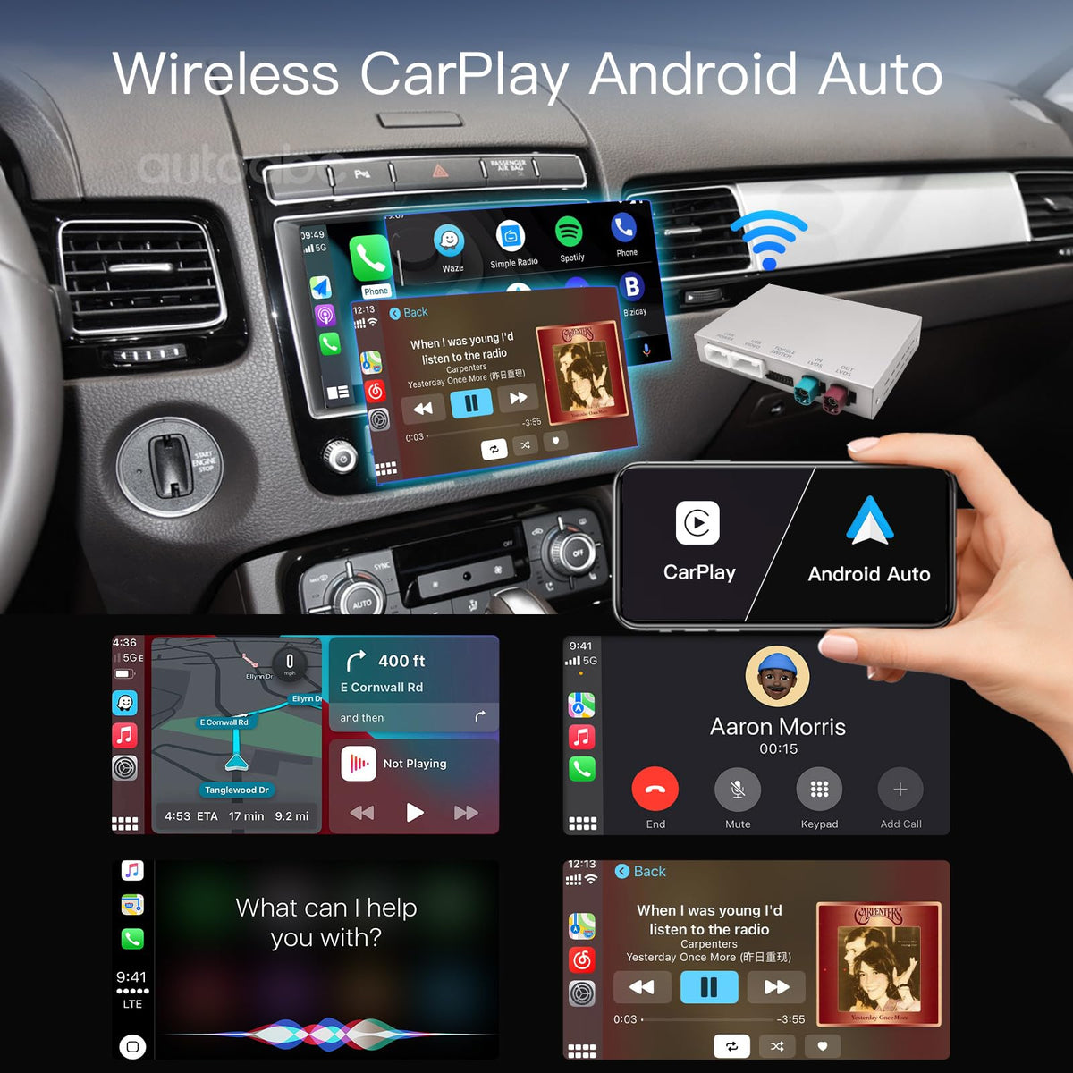 AutoABC rear-view and 360° camera compatibility aids parking in Touareg.
