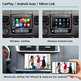 AutoABC wireless CarPlay and Android Auto delivers hands-free app access in Touareg.