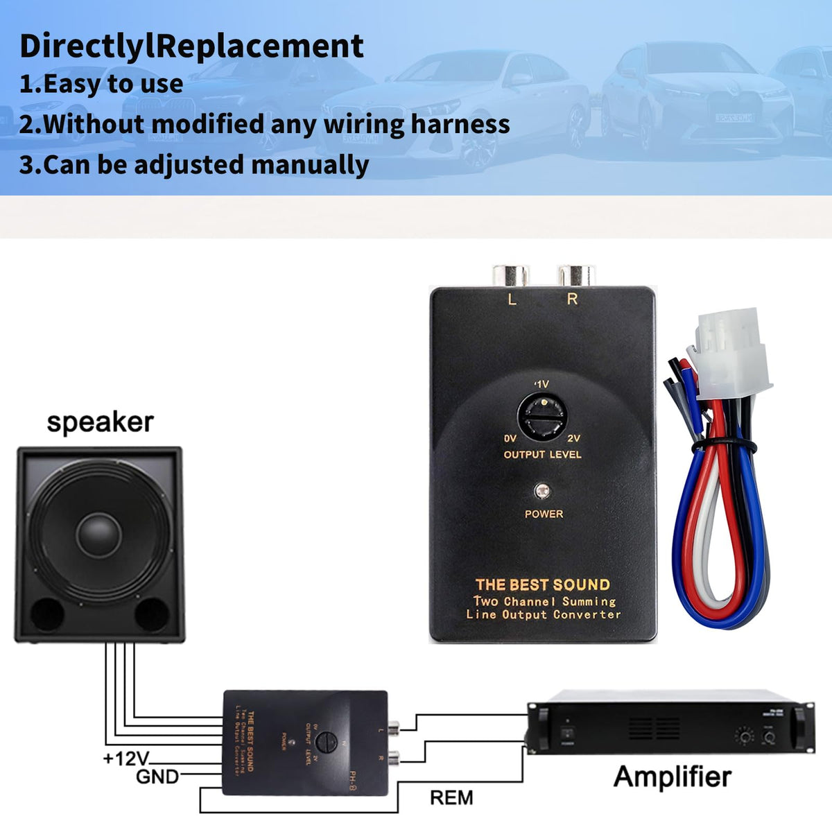 Autokemat RCA adapter installed inside car showing upgraded stereo path
