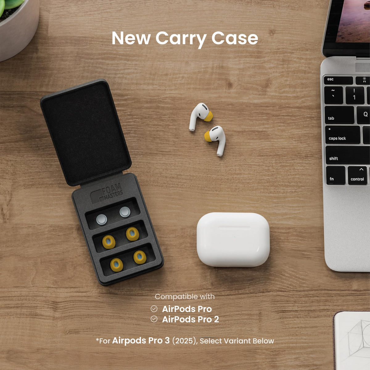 AutoLine Pro tip attached to AirPods Pro demonstrating secure fit and better isolation