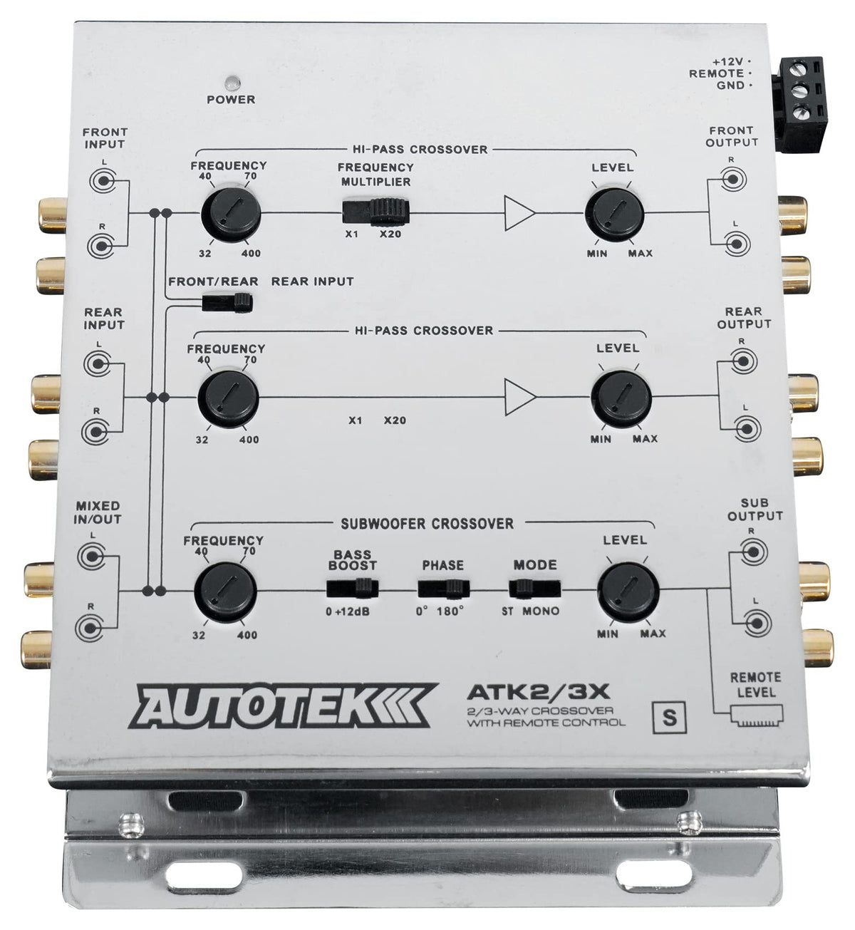 Autotek wired remote for ATK2 giving on-the-fly bass control from the driver seat