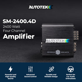 Autotek SM-2400.4D bass knob closeup for quick on-the-fly tuning
