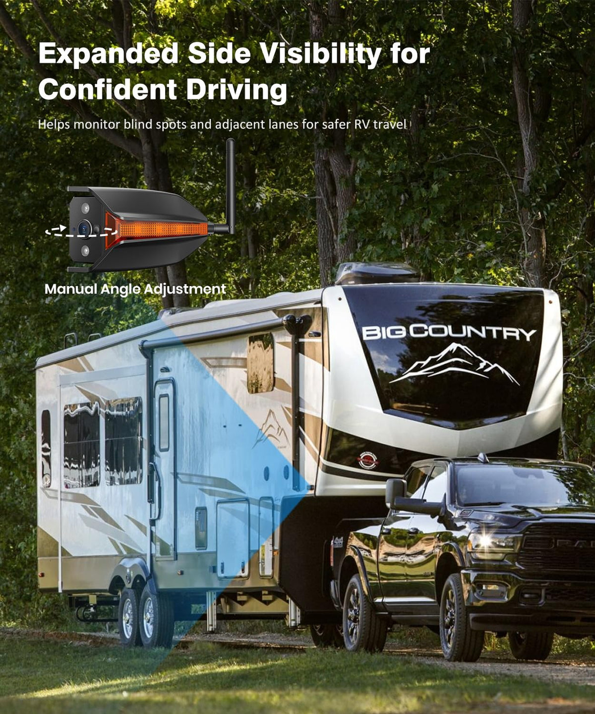AUTO-VOX RV side right camera view improves blind-spot awareness