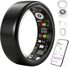 AutrefoisElf front view of black smart ring showing sleek design and everyday comfort