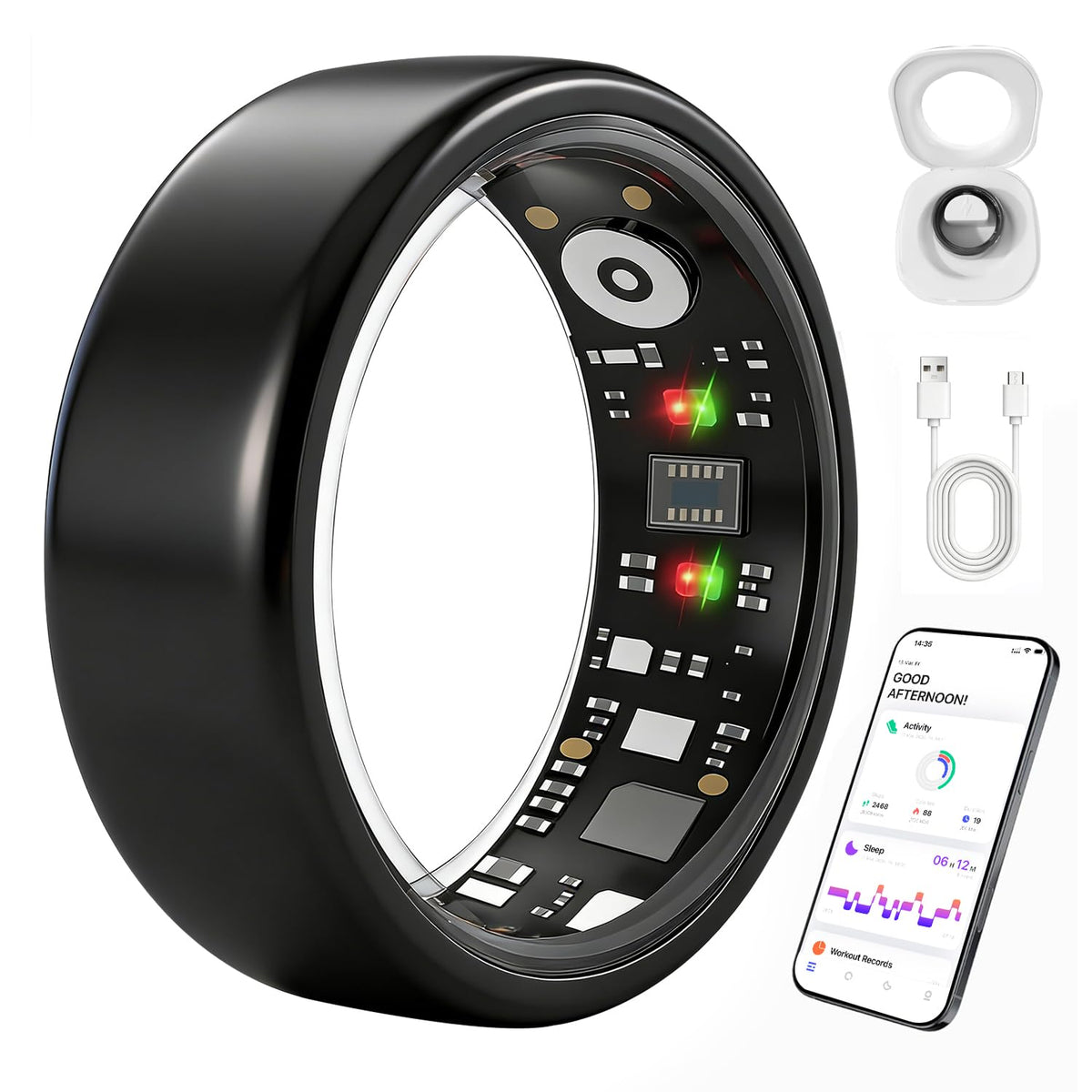 AutrefoisElf front view black ring showing sleek profile and comfortable fit benefits