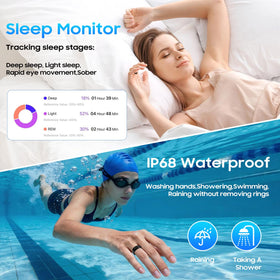 AutrefoisElf ring in water swim illustrating IP68 waterproof protection for swimmers
