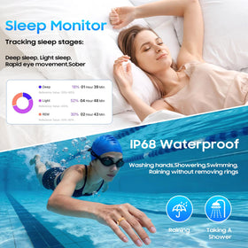 AutrefoisElf ring in pool during swim showing IP68 waterproof for active use