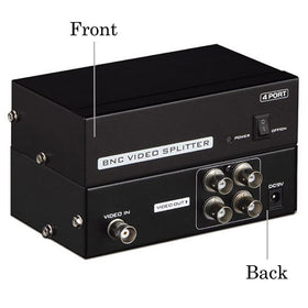 AuviPal 4-Port BNC splitter rear ports illustrating multi-output setup for CCTV