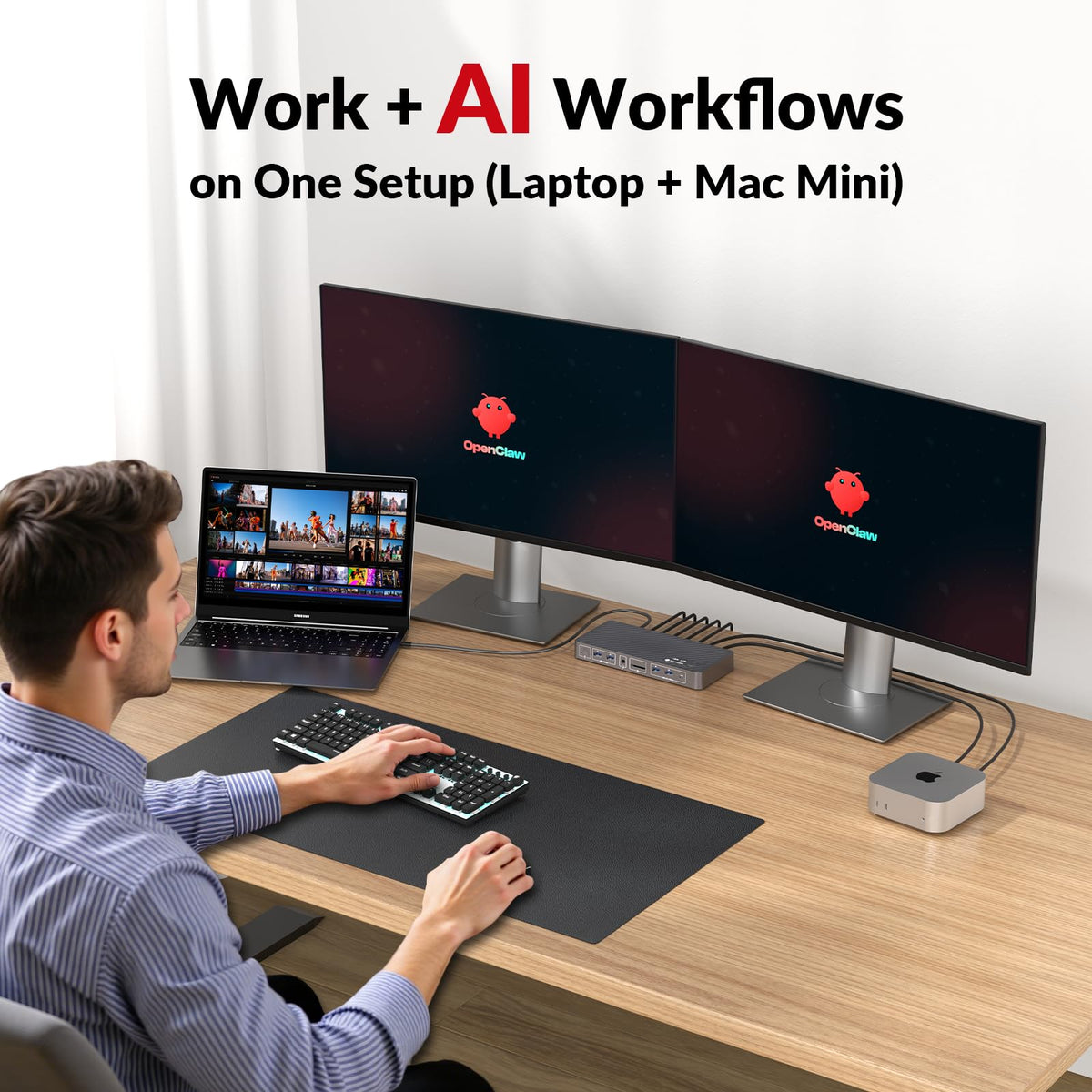 AV Access 100W PD charging powers a laptop during sessions