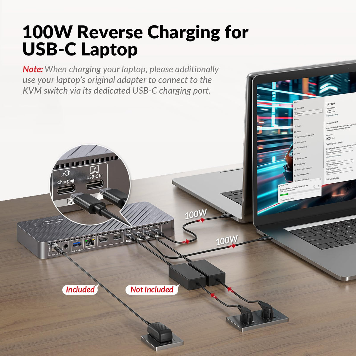 Gigabit Ethernet on AV Access dock provides fast network for both laptops