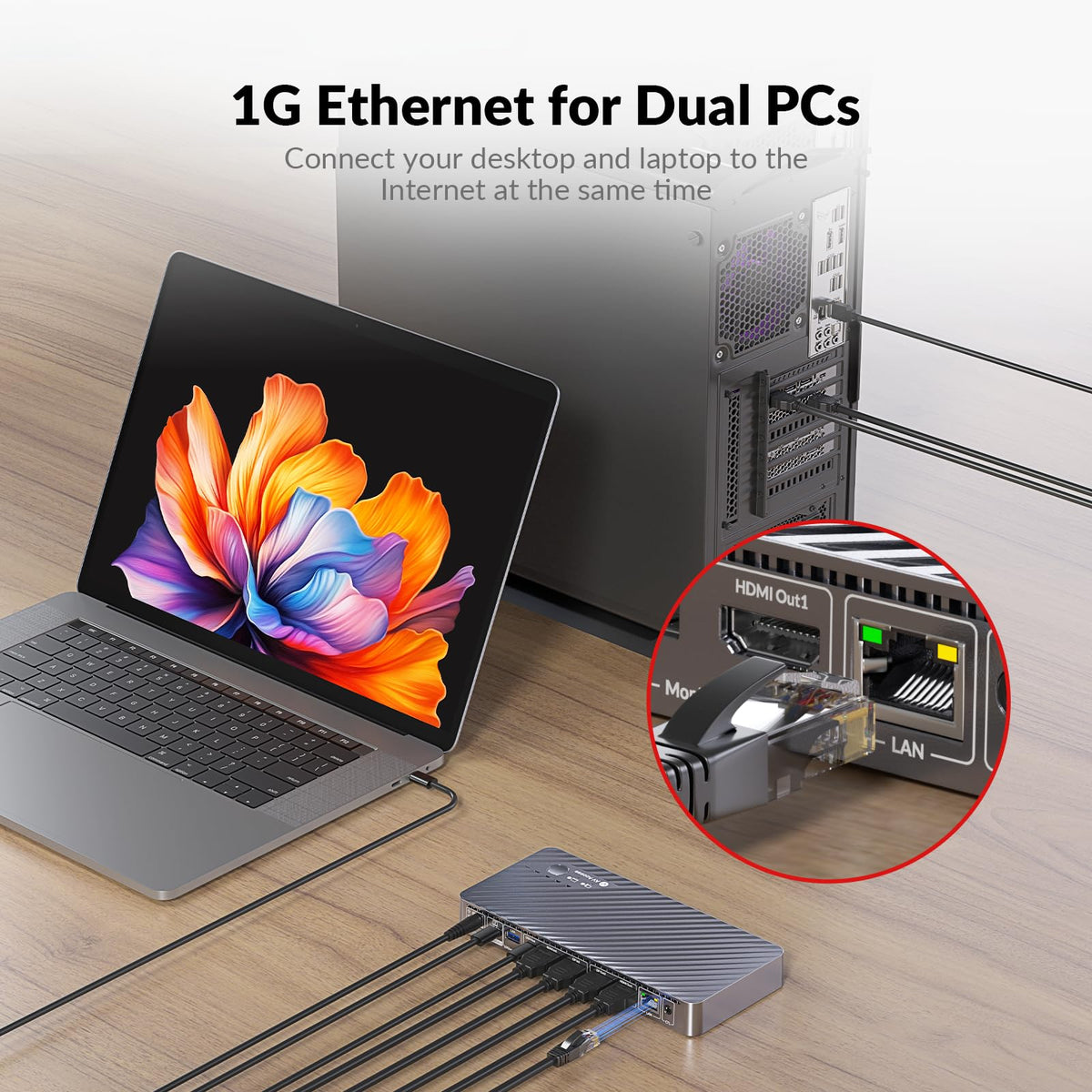 AV Access gigabit Ethernet keeps both PCs online for background tasks