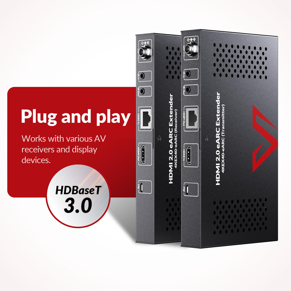 AV Access HDMI eARC Extender is plug-and-play for quick setup