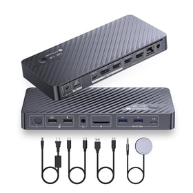 AV Access iDock P10 dual-monitor setup enabling easy cross-device switching