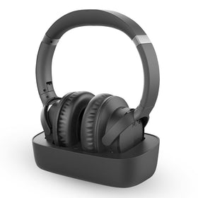 Avantree Ensemble headphones on the charging dock for easy, ready-to-watch TV sessions.