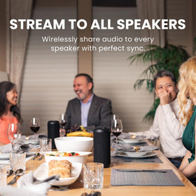 Low-latency sync keeps TV and music perfectly aligned for clear dialogue and music.
