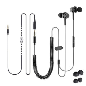 Avantree long-coiled cable earbuds for TV and PC with extended reach.