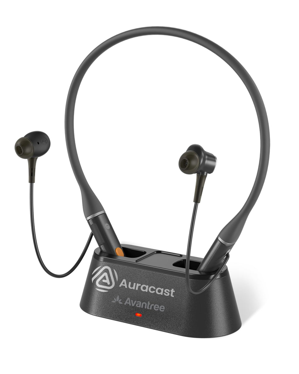 Avantree Loop Dock auracast neckband for TV and daily listening, showcasing comfortable wear