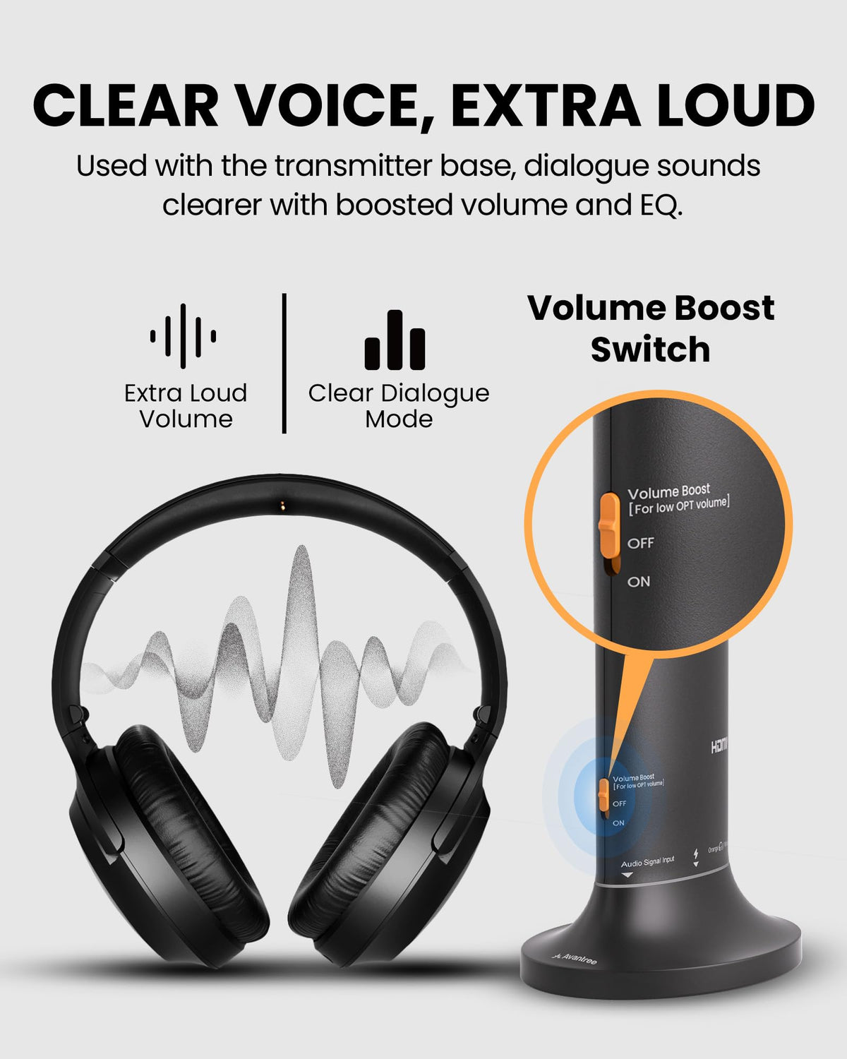 Avantree Opera Aura AUX port for wired listening with TV or soundbar
