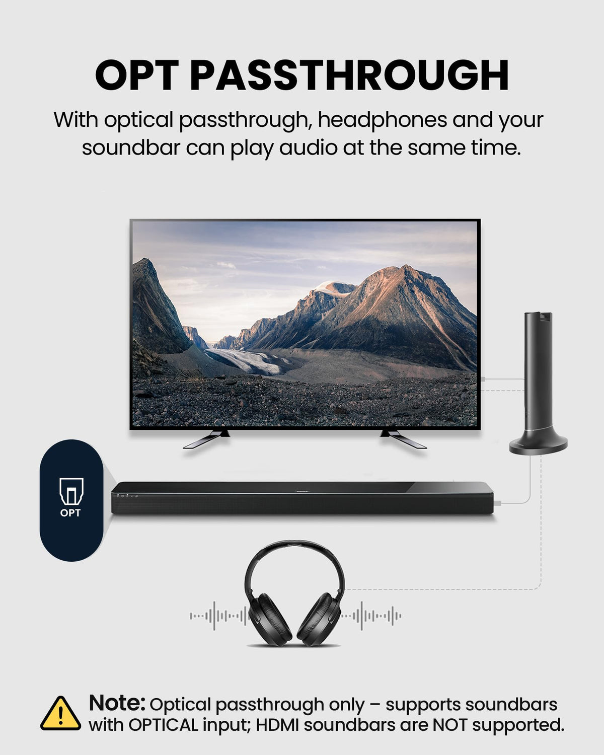 Avantree Opera Plus headphones used with Bluetooth devices away from TV