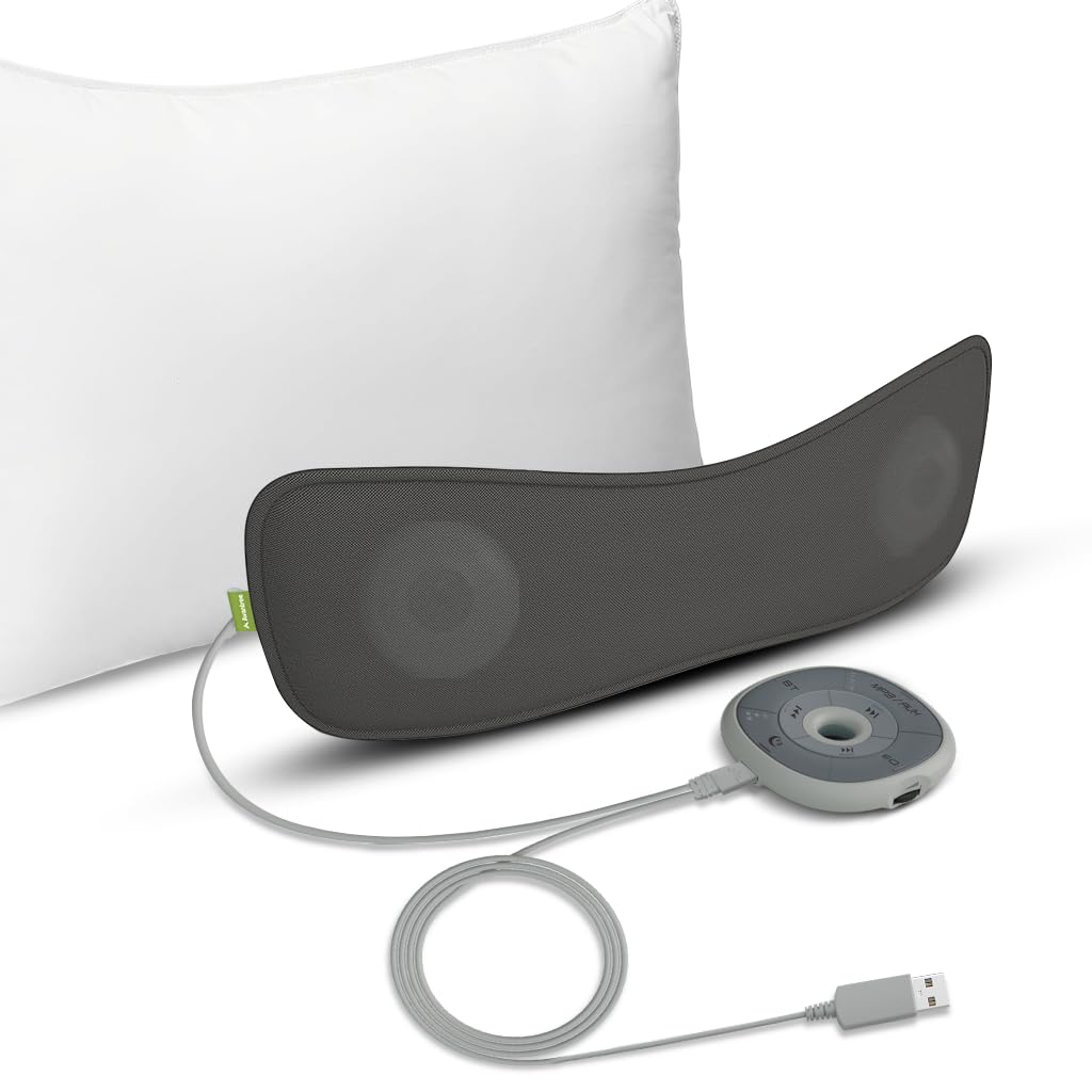 Avantree Slumber front view showing slim pillow speaker and comfort benefits