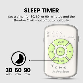 Avantree Slumber 2 showing AUX and charging ports, flexible wired and USB charging
