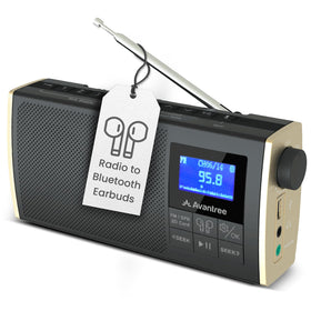 Avantree Soundbyte T front view showing speaker grille and display, ideal for portable audio