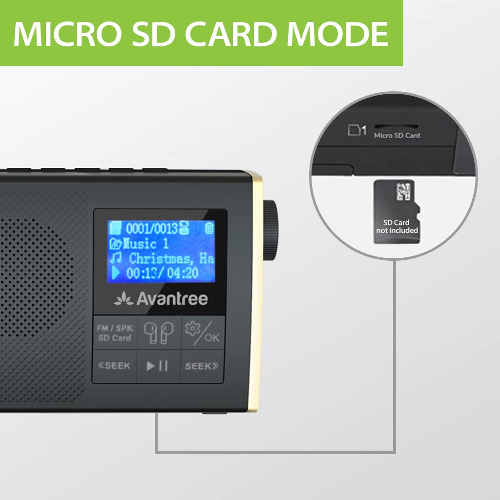 Avantree Soundbyte T microSD slot detail with card inserted, enabling direct MP3 playback