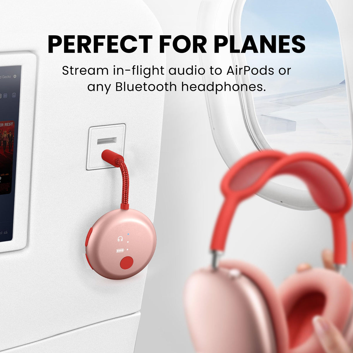 Avantree SoundJet R1 works with AirPods Pro/Max for seamless wireless audio.