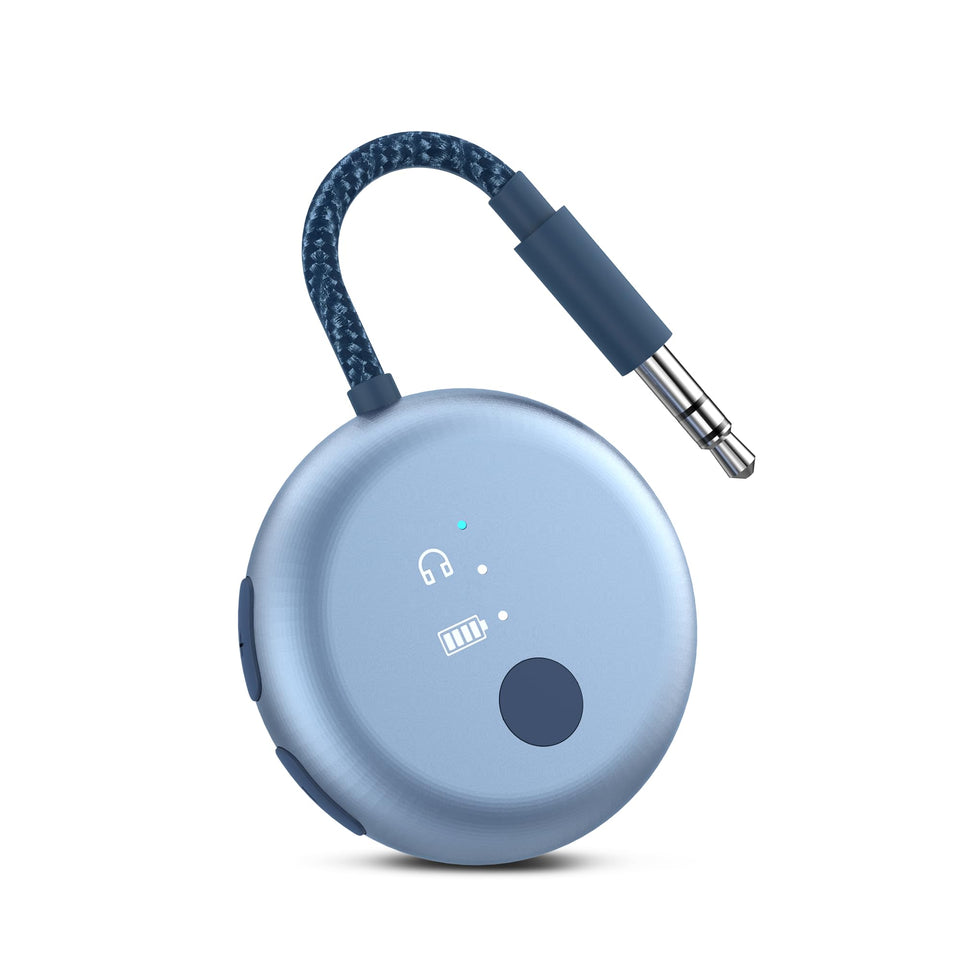 Avantree SoundJet R1 front view showing compact transmitter benefit portability
