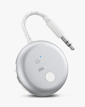 Avantree SoundJet R1 front view showing compact transmitter and easy plug-in benefit