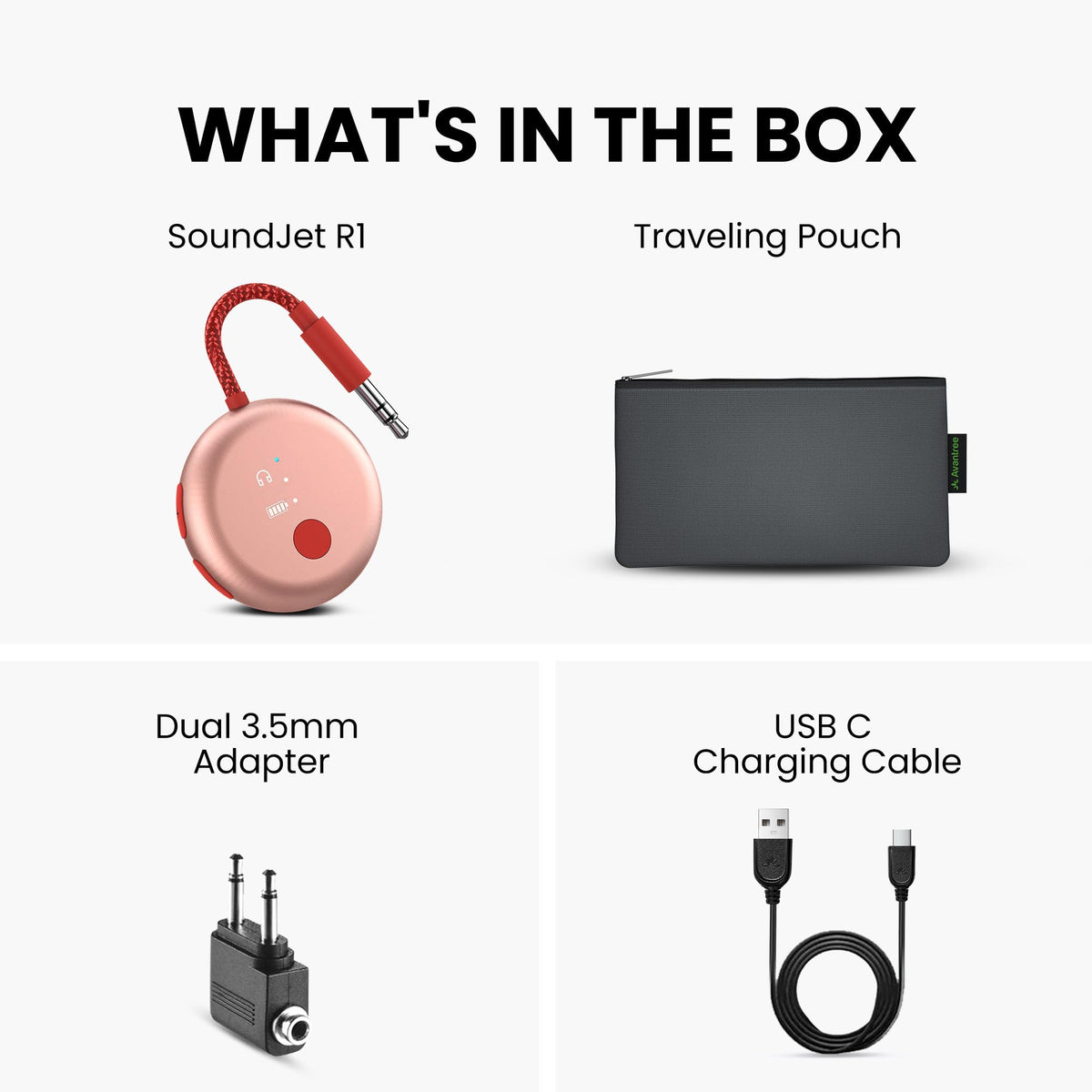 Avantree SoundJet R1 chipset graphic illustrating Qualcomm audio performance benefit
