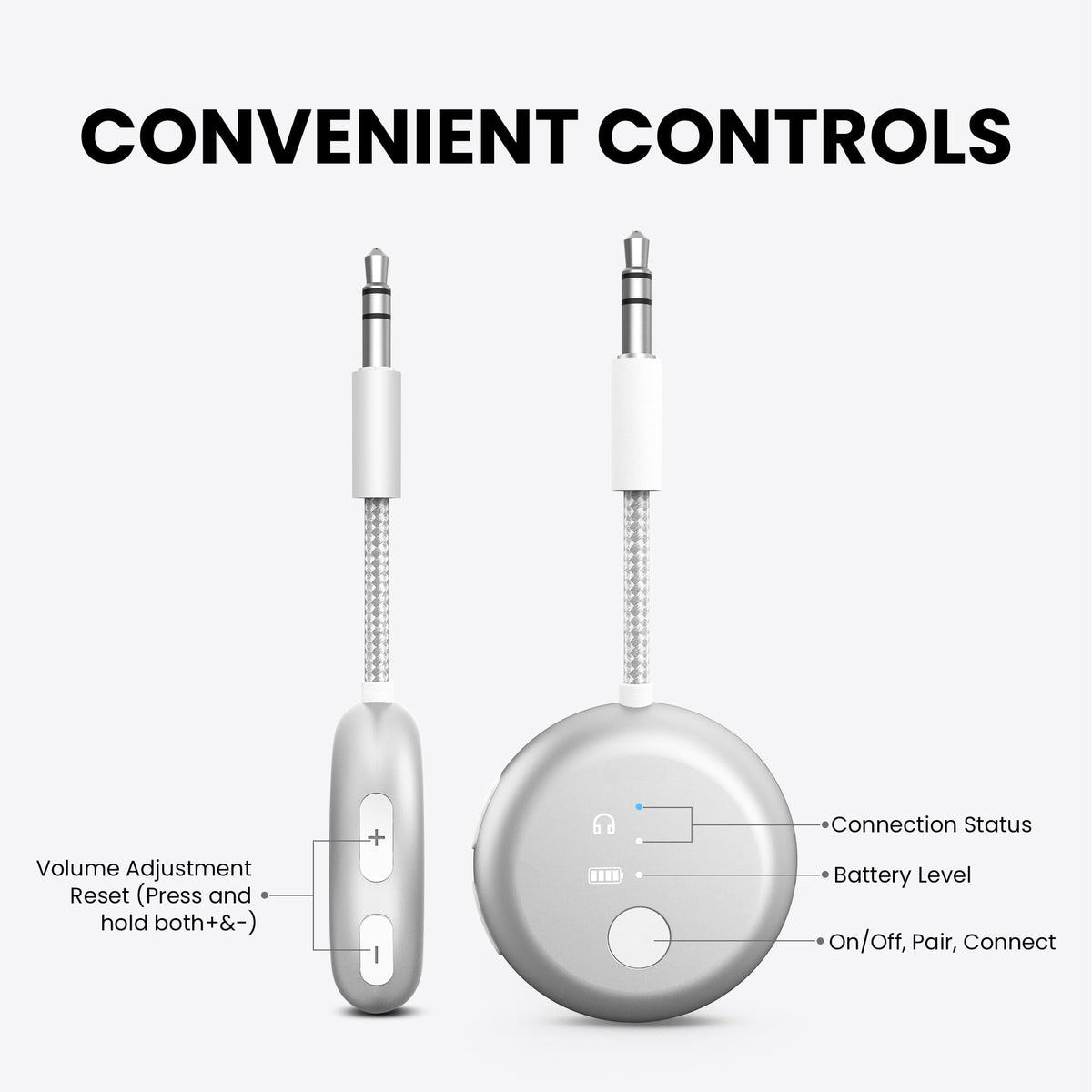 Avantree SoundJet R1 beside AirPods case showing compact size and travel-friendly benefit