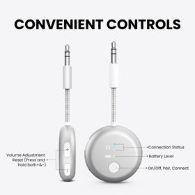 Avantree SoundJet R1 beside AirPods case showing compact size and travel-friendly benefit