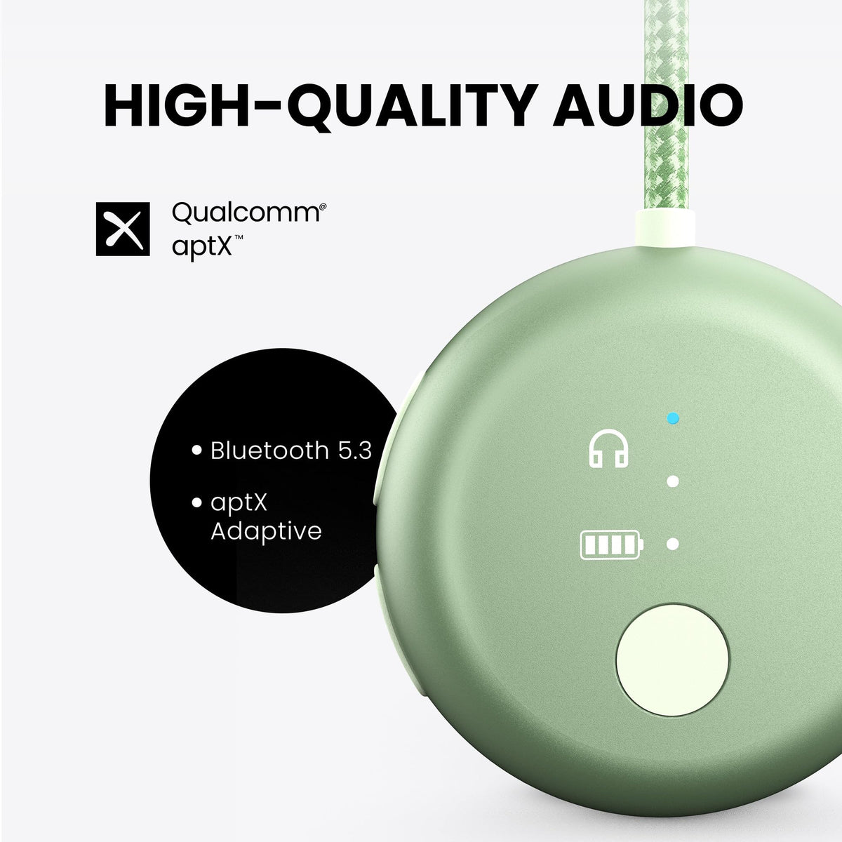 Avantree SoundJet R1 USB-C port closeup highlighting fast charging capability