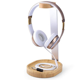 Avantree TR902 wooden base offers stable headphone storage on your desk.