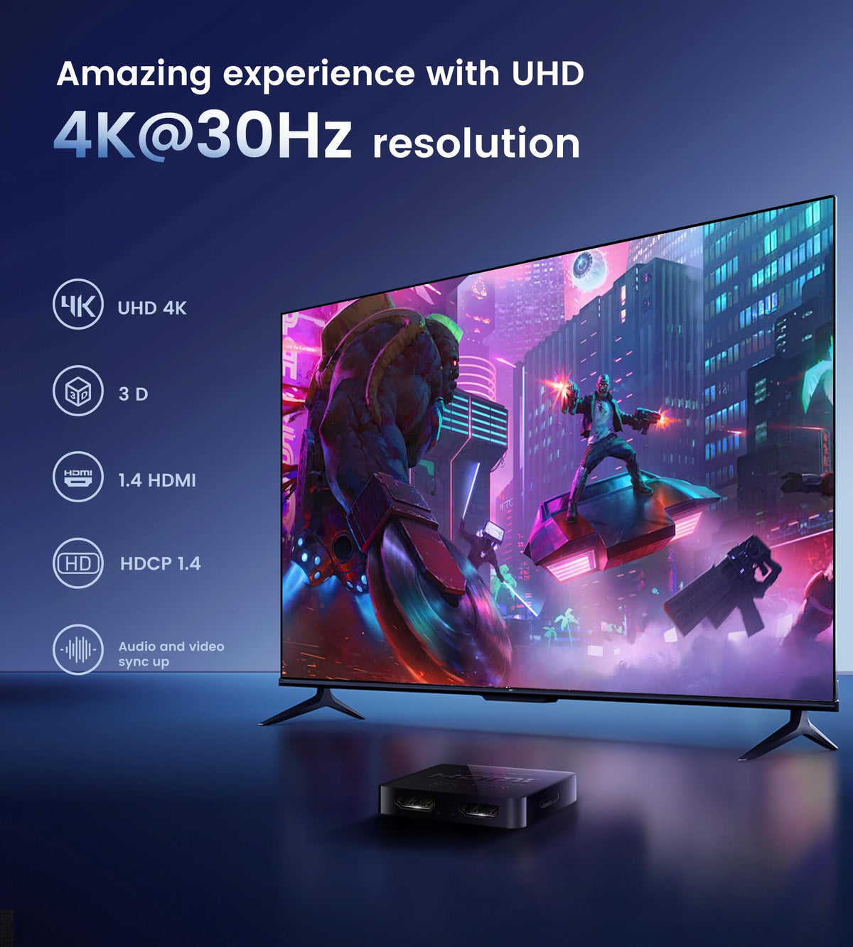 Avedio Links 4K30Hz HDMI output ports enable mirror display.