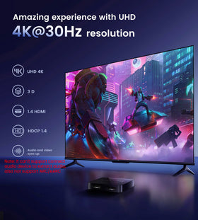 avedio links HDMI splitter in-use with two displays showing the same content