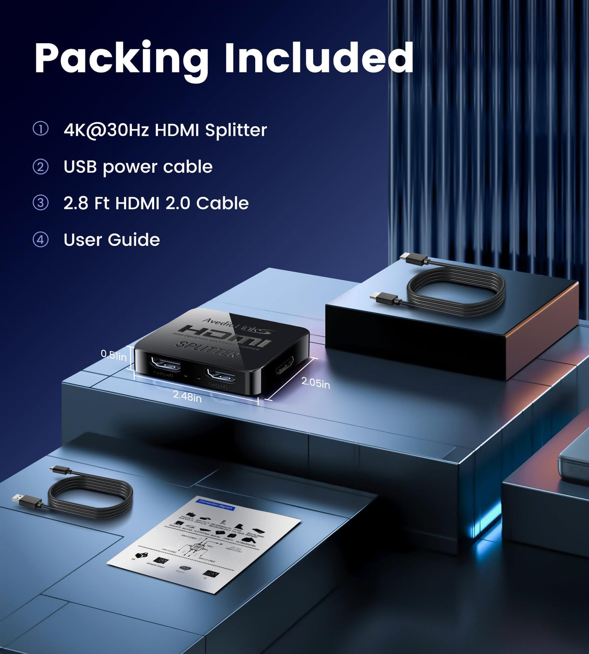 Avedio Links packaging with manual and cables.