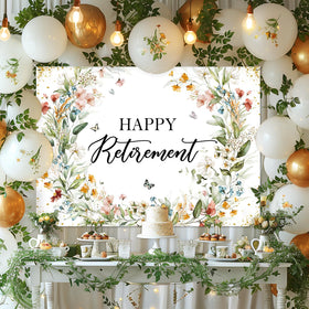 Avezano Happy Retirement Banner hanging setup for easy wall mounting