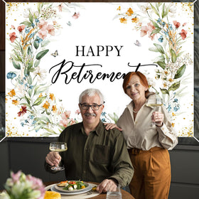 Avezano Happy Retirement Banner portable and lightweight for quick setup