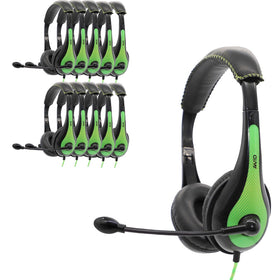 Avid AE-36 green headset packaging ready for classroom distribution.