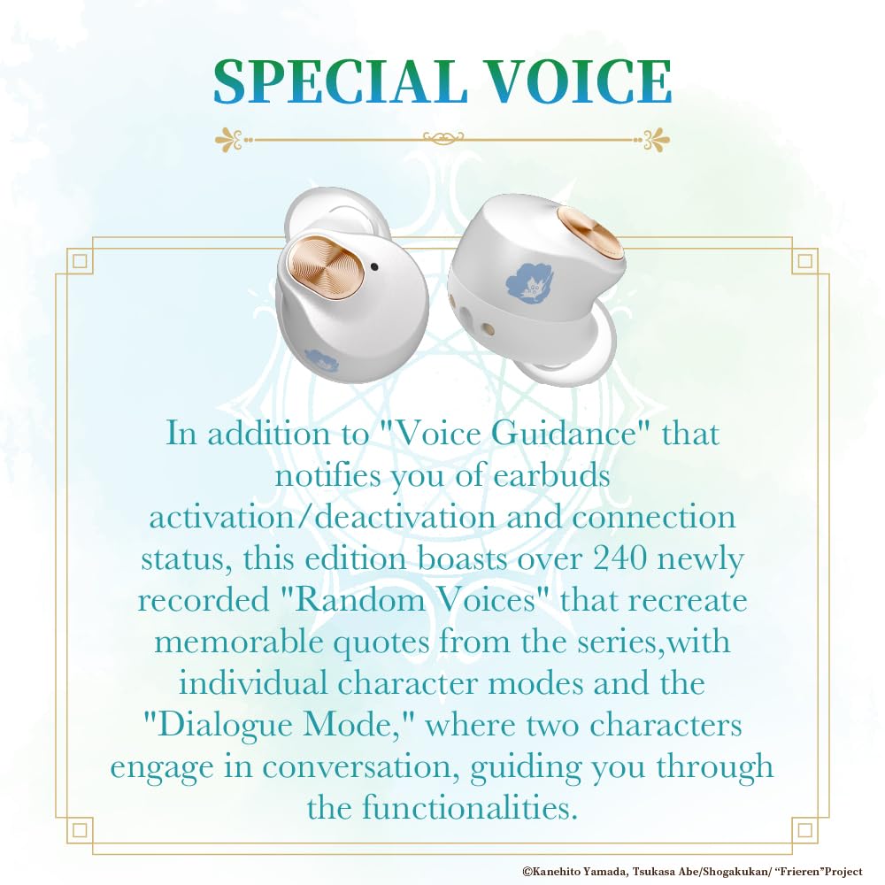 AVIOT TE-Q3-FRR Frieren earbuds blue moon grass close-up for immersive aesthetics