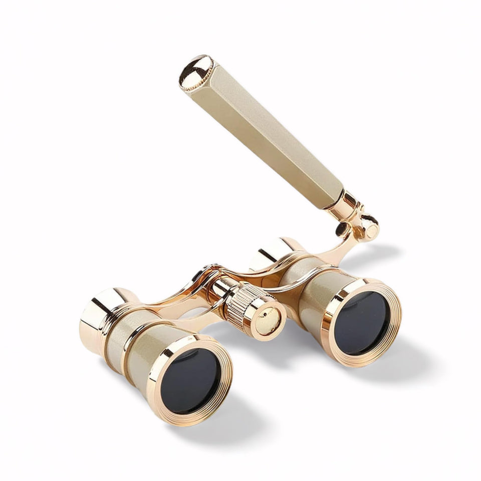 avkoohum front view of gold opera glasses showing elegant design and easy grip